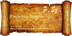 Paulnics Szabin névjegykártya
